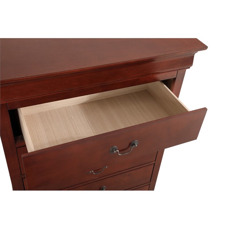 Pemberly Row Contemporary 5 Dovetailed Drawers Chest in Cherry