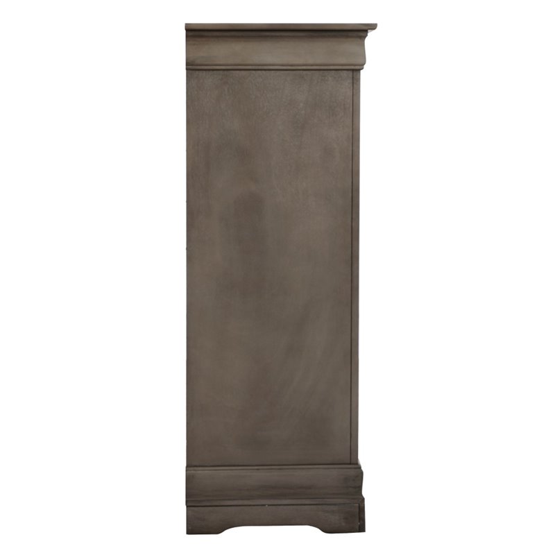 Pemberly Row Contemporary Engineered Wood 5 Drawer Chest in Gray