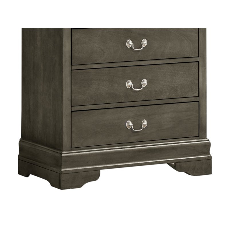 Pemberly Row Contemporary Engineered Wood 5 Drawer Chest in Gray