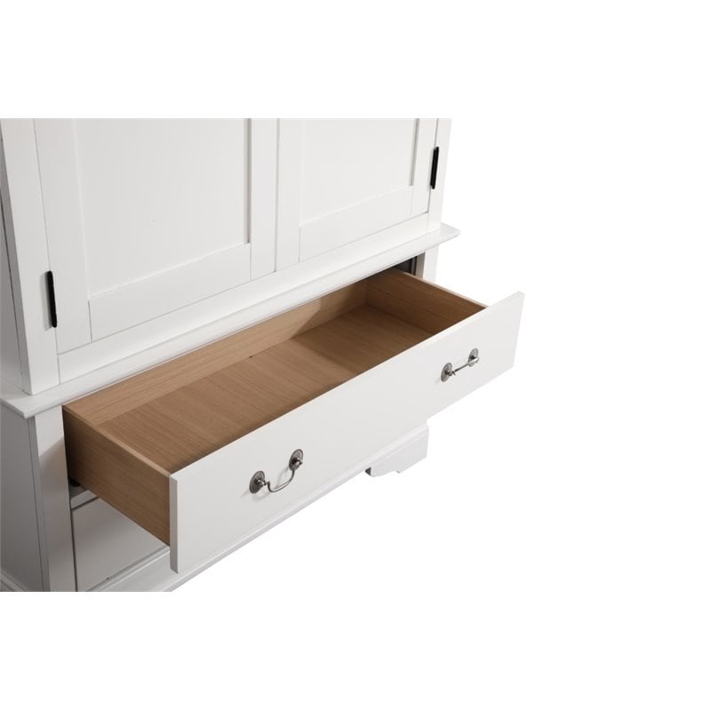 Pemberly Row Contemporary Engineered Wood 2 Drawer Armoire in White