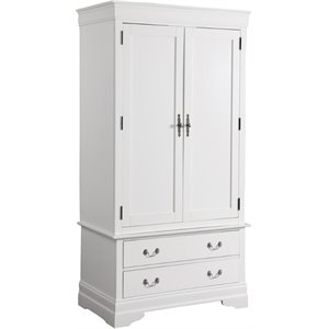 Pemberly Row Contemporary Engineered Wood 2 Drawer Armoire in White