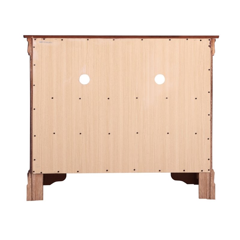 Pemberly Row Contemporary Wood  TV Stand in Cherry with Dovetailed Drawers