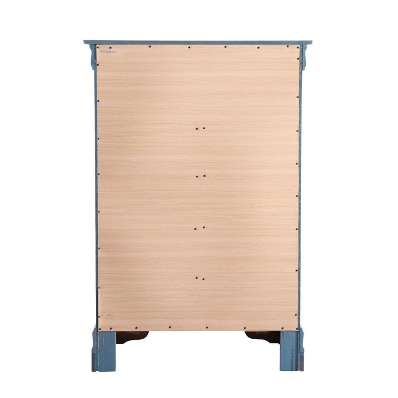 Pemberly Row Contemporary Engineered Wood 5 Drawer Chest in Teal
