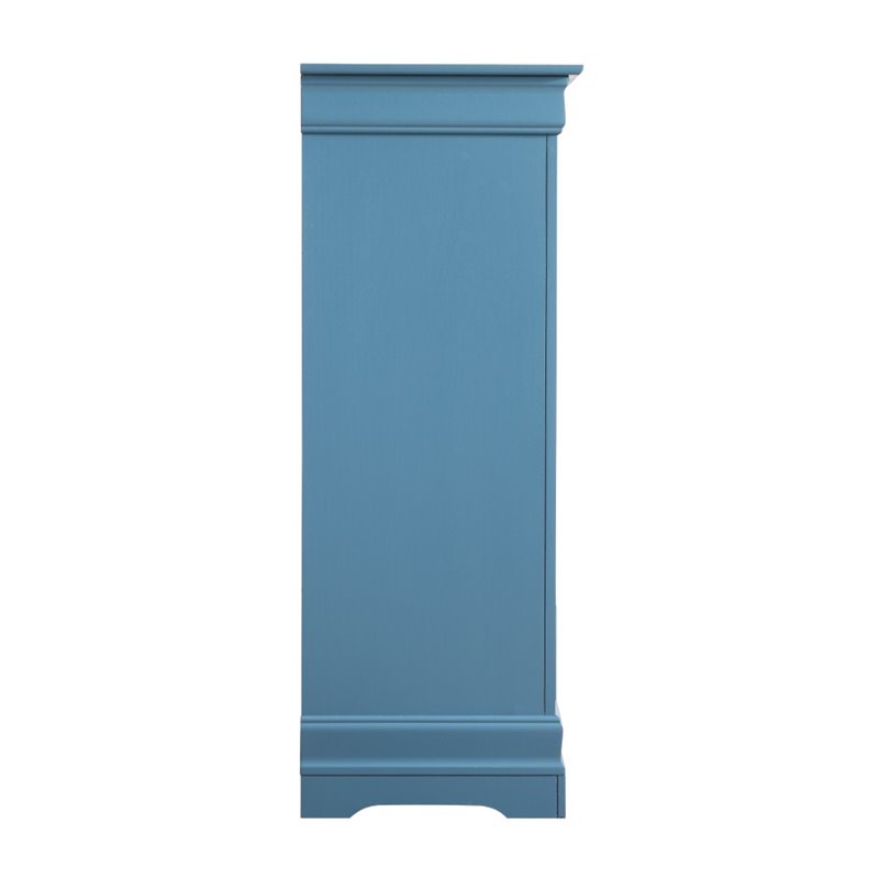 Pemberly Row Contemporary Engineered Wood 5 Drawer Chest in Teal