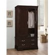 Pemberly Row Contemporary Wood Veneers 2 Drawer Armoire in Cappuccino