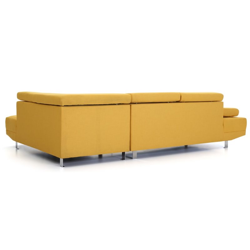 Pemberly Row Contemporary Twill Fabric Sectional in Yellow Finish