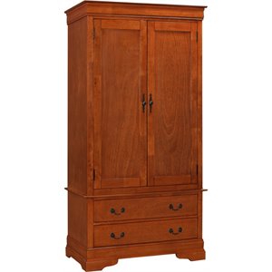 Pemberly Row Contemporary Engineered Wood 2 Drawer Armoire in Oak