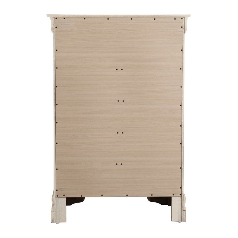 Pemberly Row Contemporary Engineered Wood 5 Drawer Chest in Beige