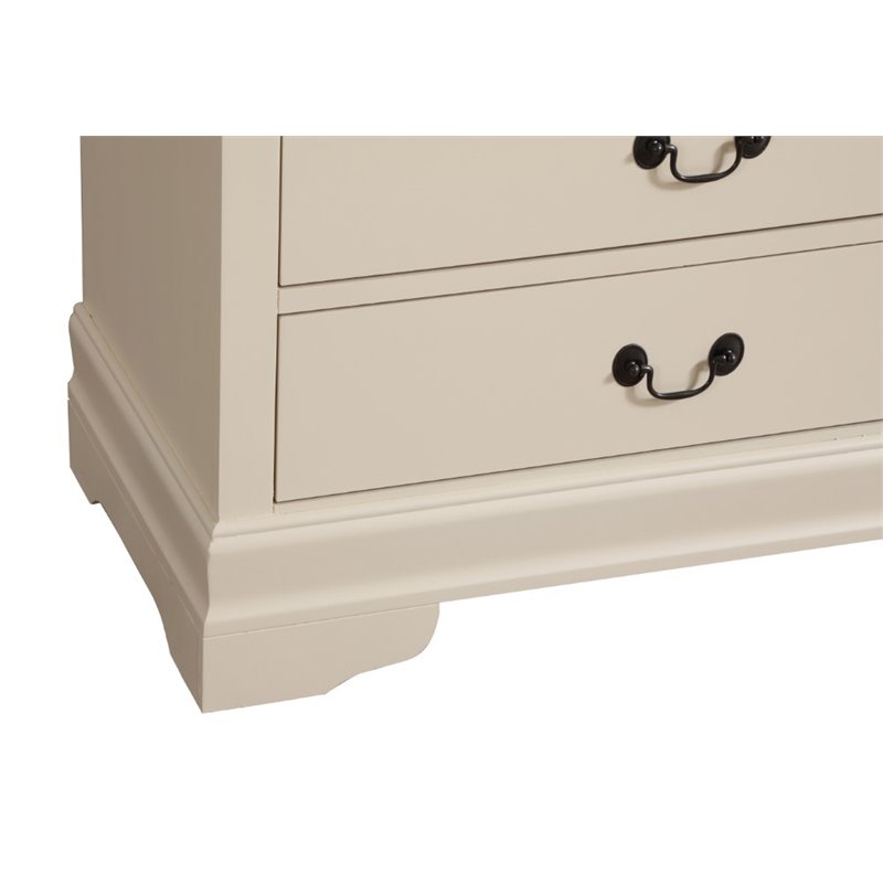 Pemberly Row Contemporary Engineered Wood 5 Drawer Chest in Beige