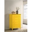 Pemberly Row Contemporary Wood Veneers 5 Drawer Chest in Yellow
