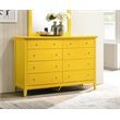 Pemberly Row Contemporary Engineered Wood 8 Drawer Dresser in Yellow