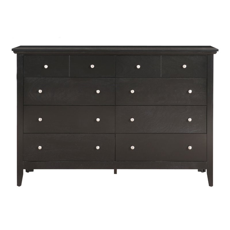Pemberly Row Contemporary 8 Dovetailed Drawers Dresser in Black
