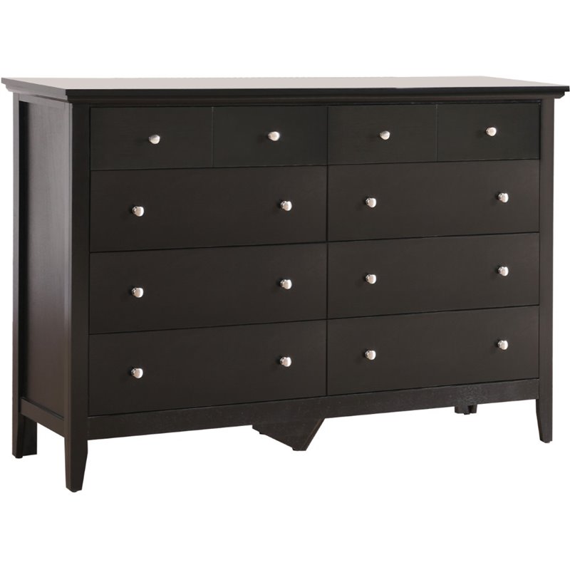 Pemberly Row Contemporary 8 Dovetailed Drawers Dresser in Black