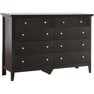 Pemberly Row Contemporary 8 Dovetailed Drawers Dresser in Black