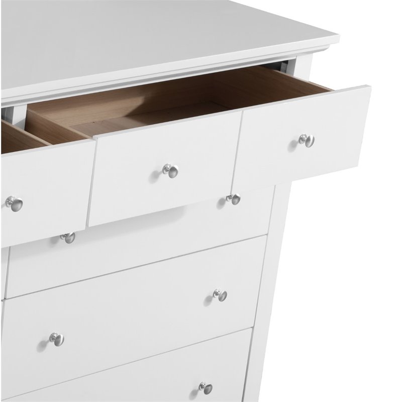 Pemberly Row Contemporary 8 Dovetailed Drawers Dresser in White
