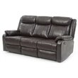 Pemberly Row Faux Leather Double Reclining Sofa in Dark Brown