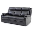Pemberly Row Modern Faux Leather Double Reclining Sofa in Black