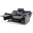Pemberly Row Modern Faux Leather Double Reclining Sofa in Black