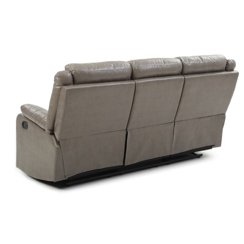 Pemberly Row Modern Faux Leather Double Reclining Sofa in Gray