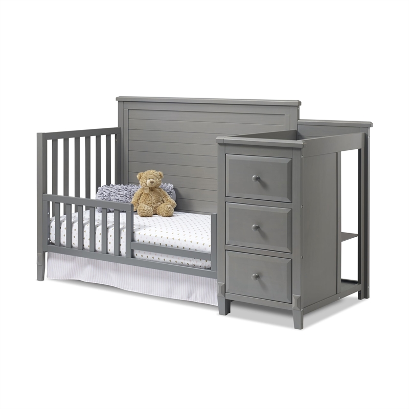 Pemberly Row Contemporary Toddler Rail in Weathered Gray Finish