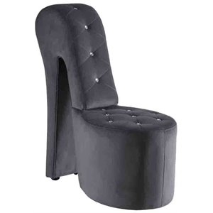 Pemberly Row Contemporary 19&quot Velvet High Heel Shoe Chair in Gray