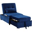 Pemberly Row Velvet Adjustable Sleeper Lounge Chaise in Blue