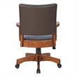 Pemberly Row Deluxe Wood Bankers Chair in Espresso Faux Leather