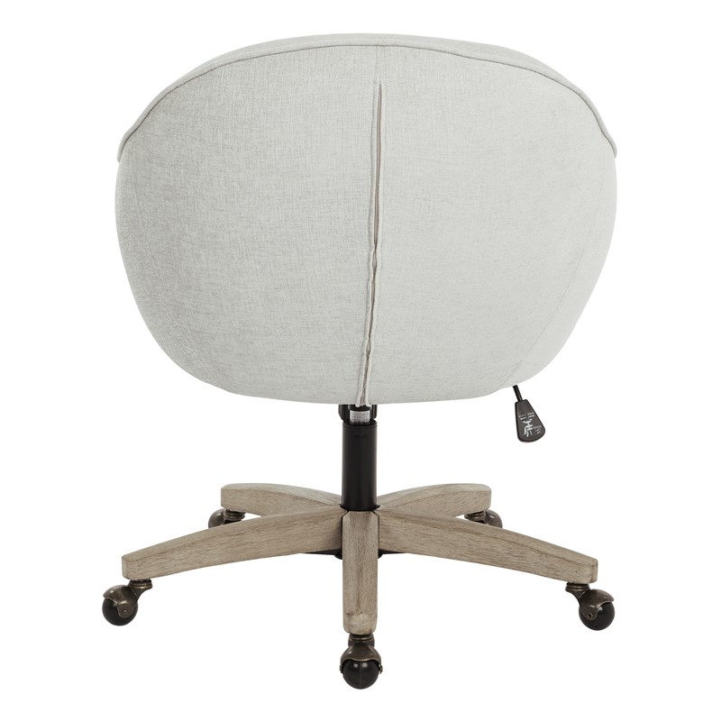 Pemberly Row Office Chair in Dove Fabric with Gray Brush Wood Base KD