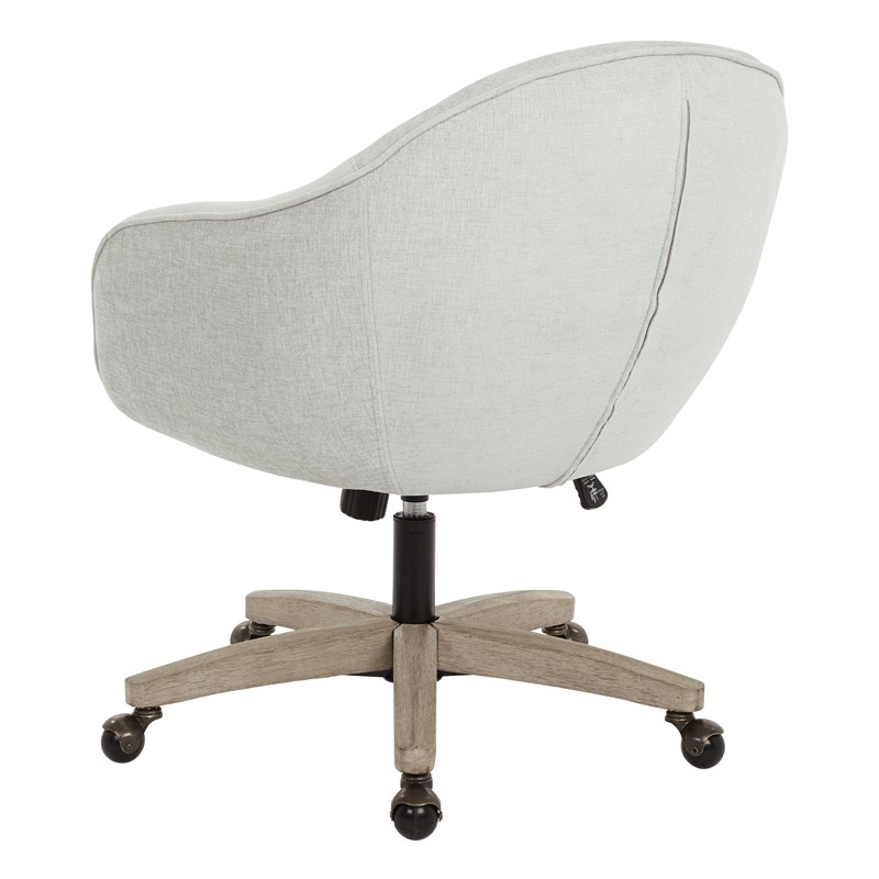 Pemberly Row Office Chair in Dove Fabric with Gray Brush Wood Base KD