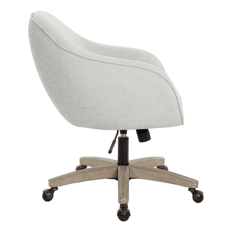 Pemberly Row Office Chair in Dove Fabric with Gray Brush Wood Base KD