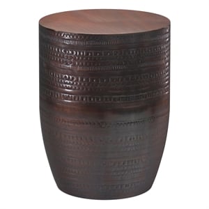 Pemberly Row Boho 15 &quot Metal Large Accent Side Table in Oil Rubbed Bronze
