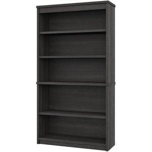 Pemberly Row Contemporary 36&quot Wood Bookcase in Bark Gray Finsih