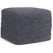 Pemberly Row Boho Square Pouf in Dark Blue Woven Genuine Leather