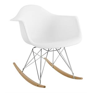 Pemberly Row 26&quot Mid-Century Plastic Rocker Arm Chair in White