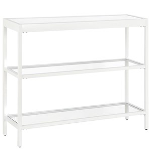Pemberly Row Contemporary 36&quot White Metal / Glass Console Table
