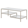 Pemberly Row Contemporary 45 in. Satin Nickel Metal Coffee Table