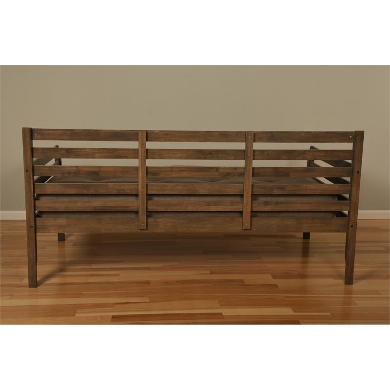 Pemberly Row Wood Daybed in Walnut Brown with Linen Aqua Mattress