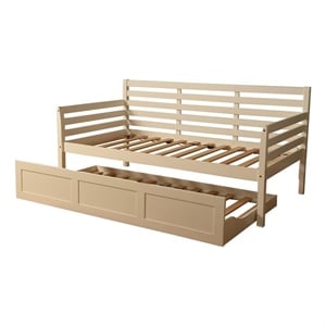 Pemberly Row Wood Daybed with Trundle in White Finish-Mattress Not Included