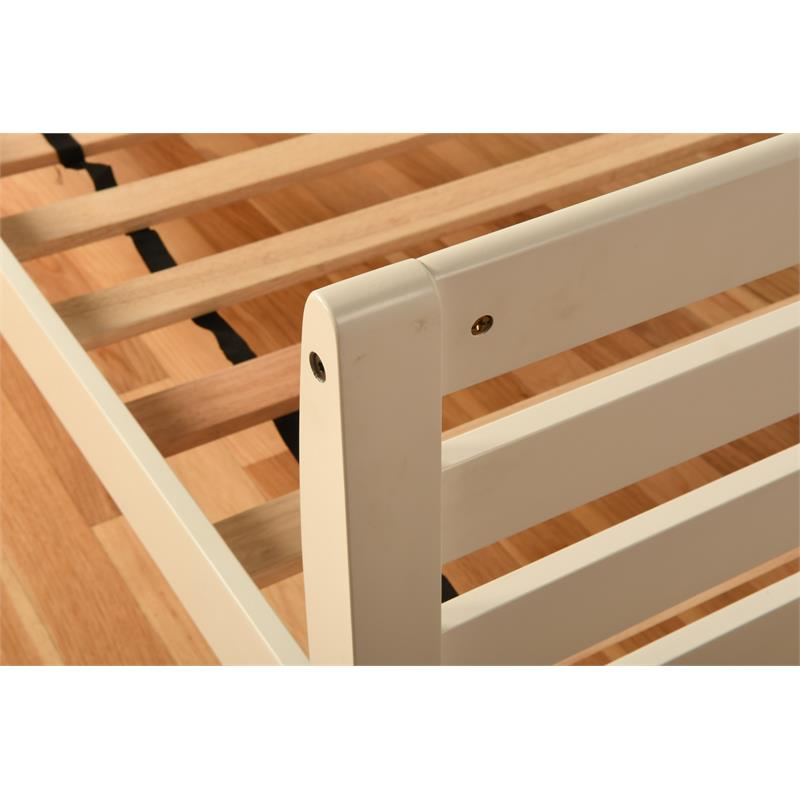 Pemberly Row Wood Daybed in White Finish with Linen Aqua Mattress
