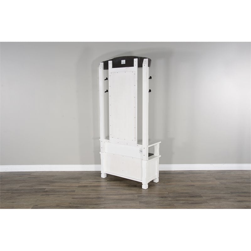 Pemberly Row 4-hook Farmhouse Wood Hall Tree in White / Dark Brown