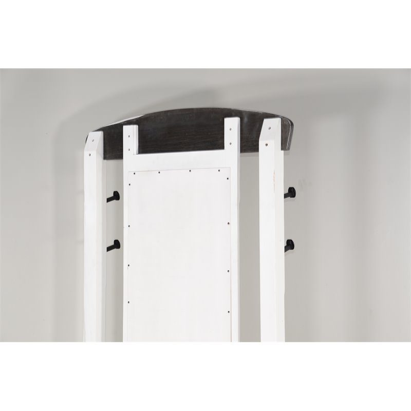 Pemberly Row 4-hook Farmhouse Wood Hall Tree in White / Dark Brown