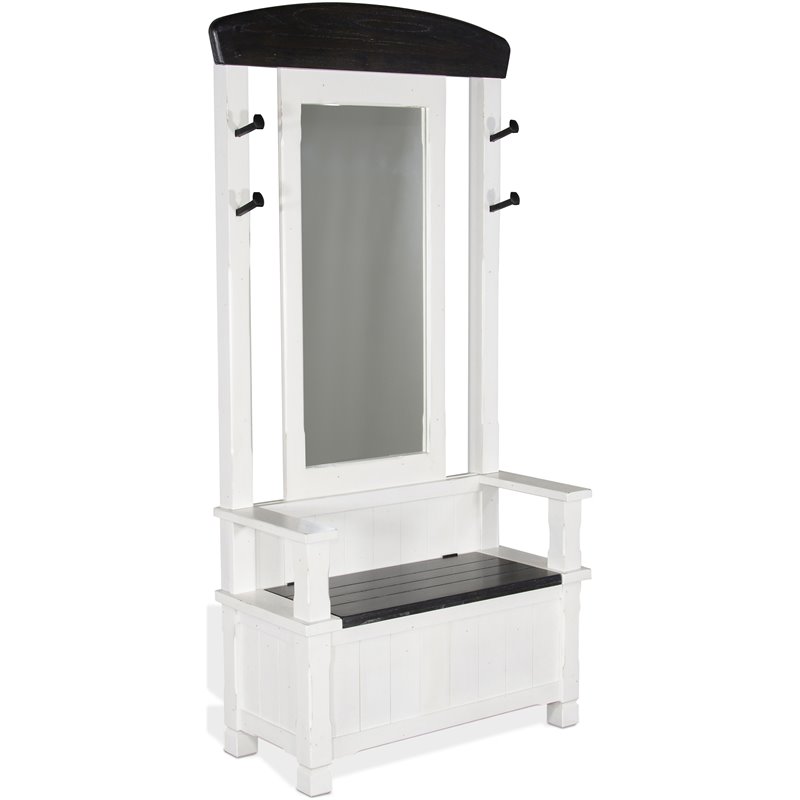 Pemberly Row 4-hook Farmhouse Wood Hall Tree in White / Dark Brown