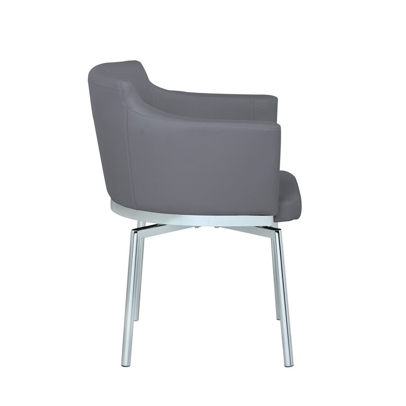 Pemberly Row Club Arm Chairs with Memory Swivel in Gray (Set of 2)