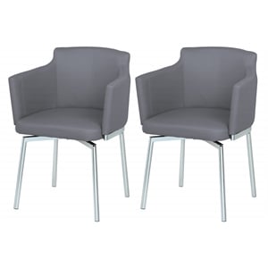 Pemberly Row Club Arm Chairs with Memory Swivel in Gray (Set of 2)