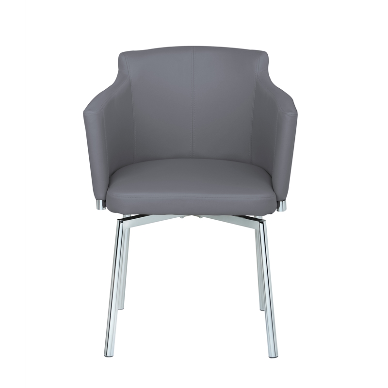 Pemberly Row Club Arm Chairs with Memory Swivel in Gray (Set of 2)
