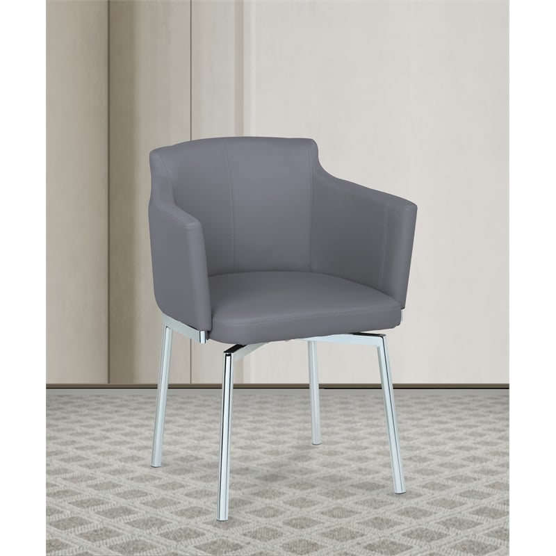 Pemberly Row Club Arm Chairs with Memory Swivel in Gray (Set of 2)