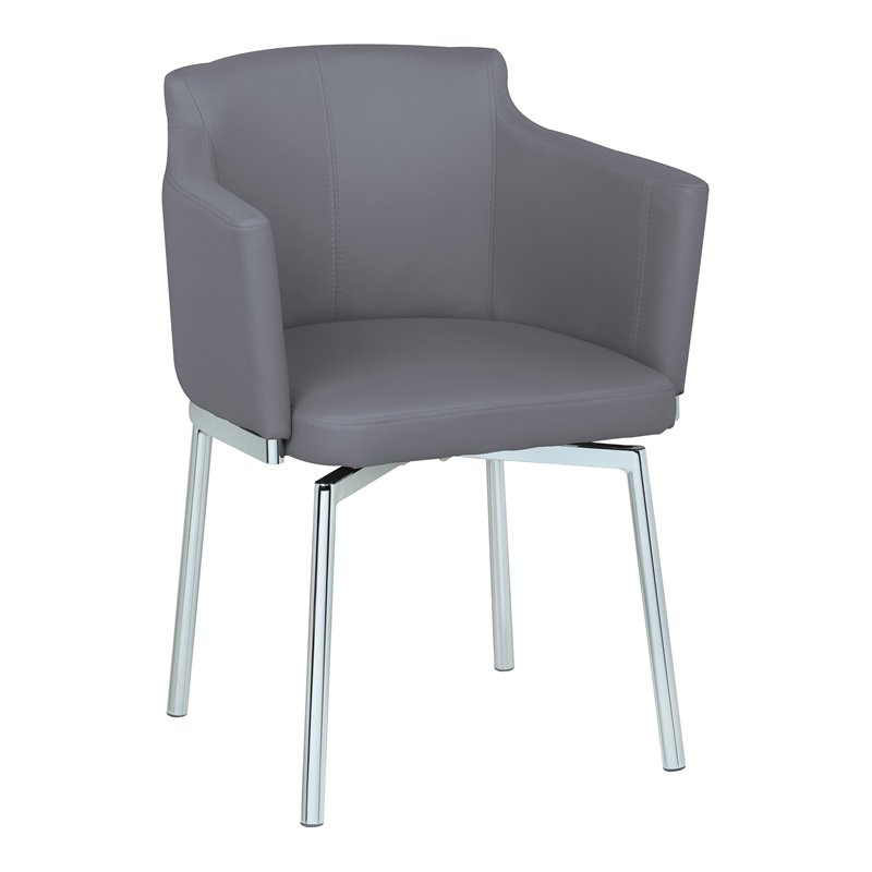 Pemberly Row Club Arm Chairs with Memory Swivel in Gray (Set of 2)