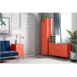 Pemberly Row Contemporary Metal Locker End Table in Orange Finish