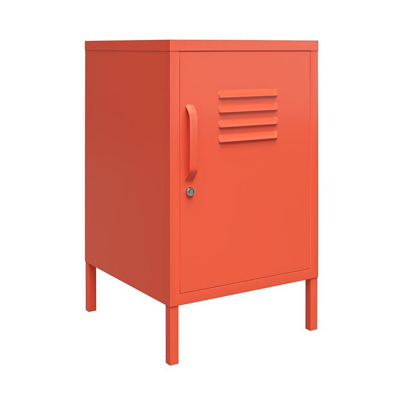 Pemberly Row Contemporary Metal Locker End Table in Orange Finish
