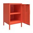 Pemberly Row Contemporary Metal Locker End Table in Orange Finish